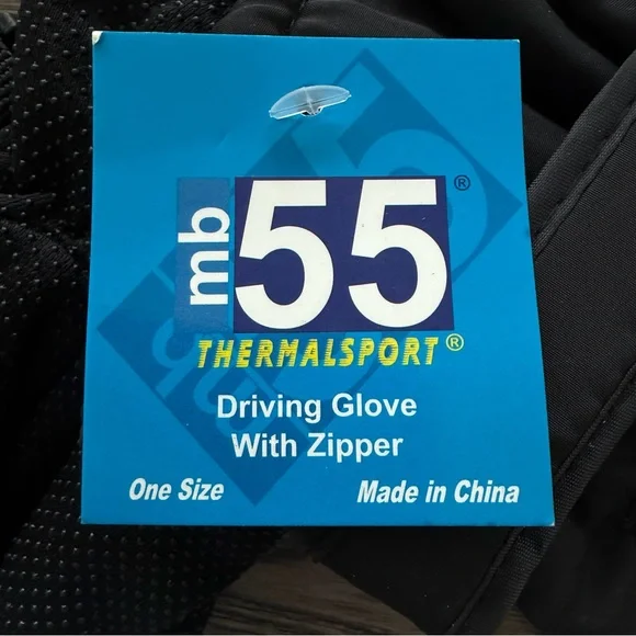 NEW! | Men's mb55 Thermalsport Black Driving Gloves with Zipper | One Size | NWT - Picture 4 of 5